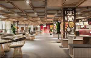 Interior concept of Lahore Sky Direct Factory Outlet (DFO) Mall showing retail walkways and storefronts.